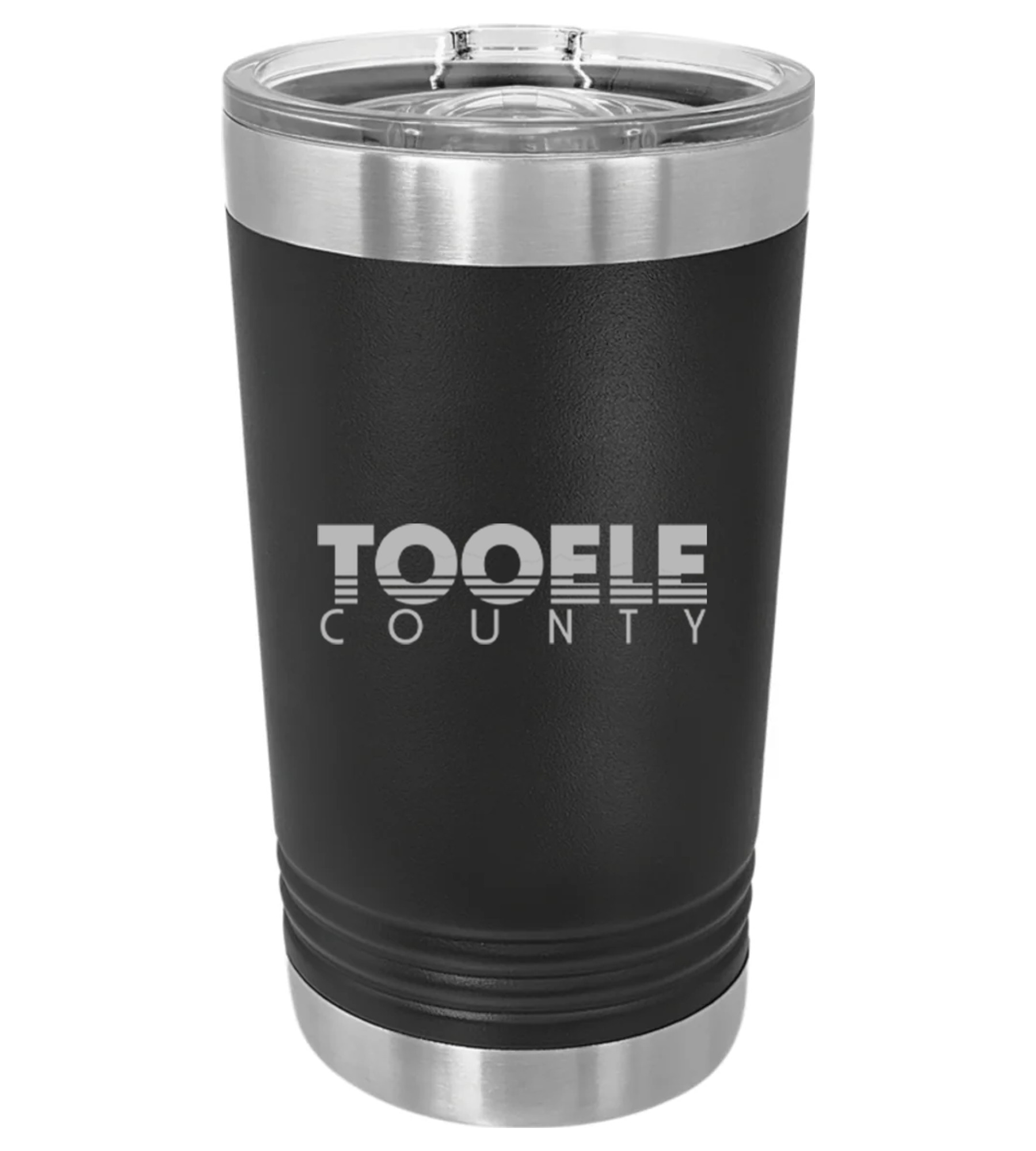 16 oz Insulated Pint with Slider Lid Black with Tooele County